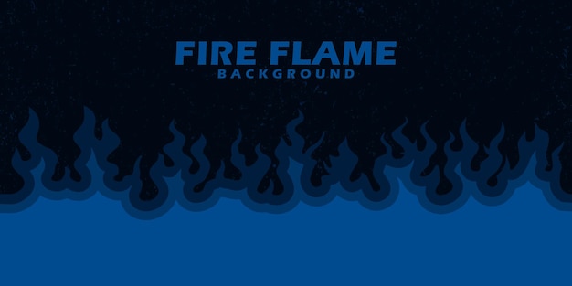 Vector fire flame concept burning background flat design in dark blue color for wallpaper