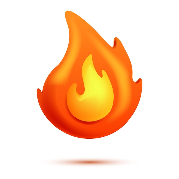 Fire flame d vector cartoon d isolated vector illustration