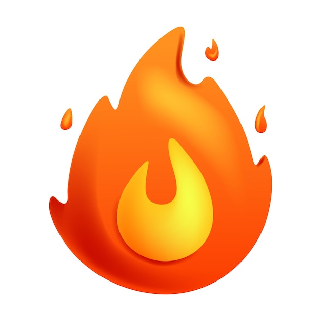 Vector fire flame d vector cartoon d isolated vector illustration