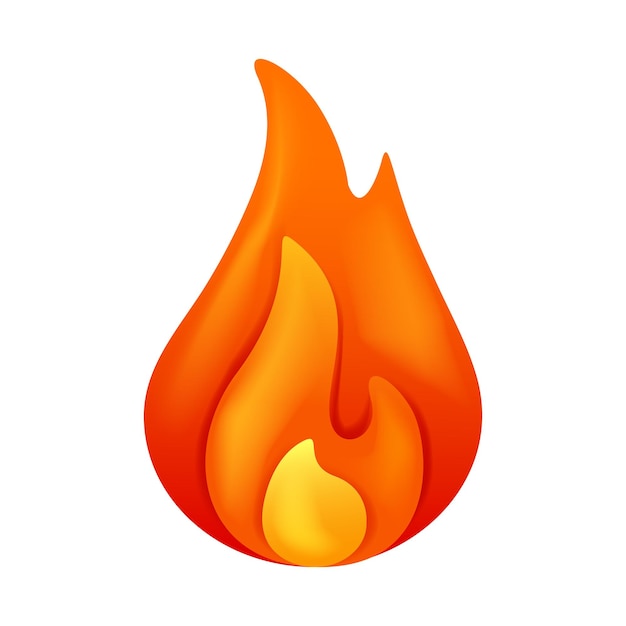 Fire flame d vector cartoon d isolated vector illustration