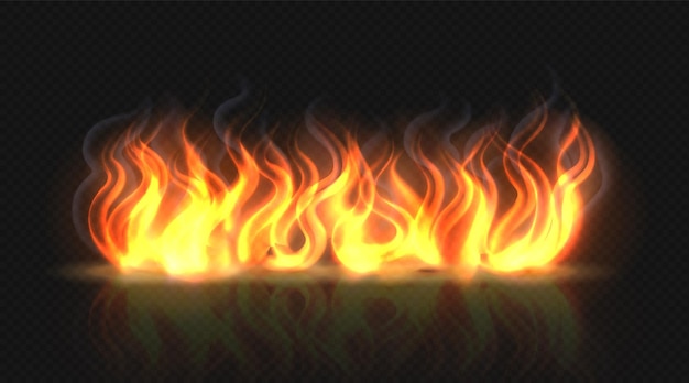 Fire flame effect with smoke illustration