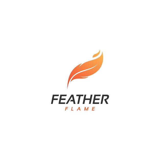 Fire, flame, feather logo design vector