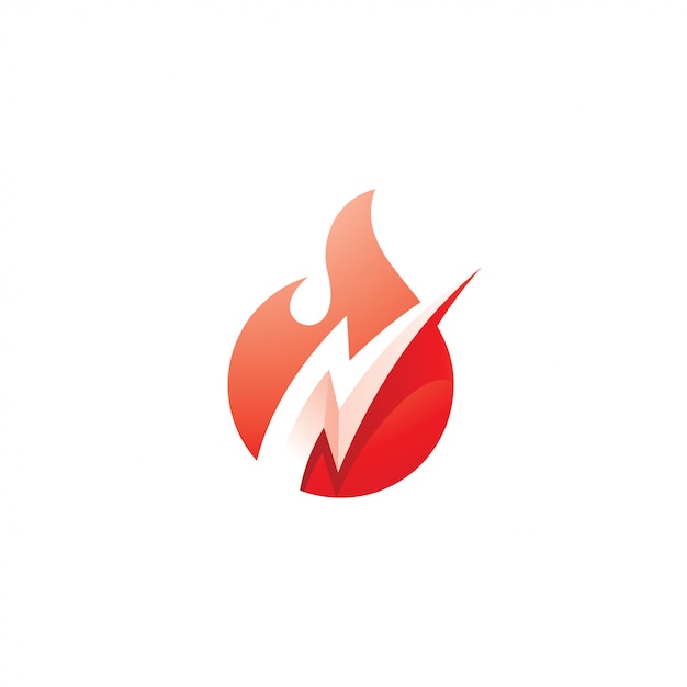 Fire Flame and Flash Lightning Bolt Logo