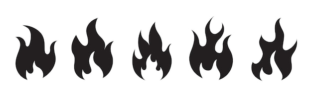 Fire flame flat icon set fire flame symbol flat style collection