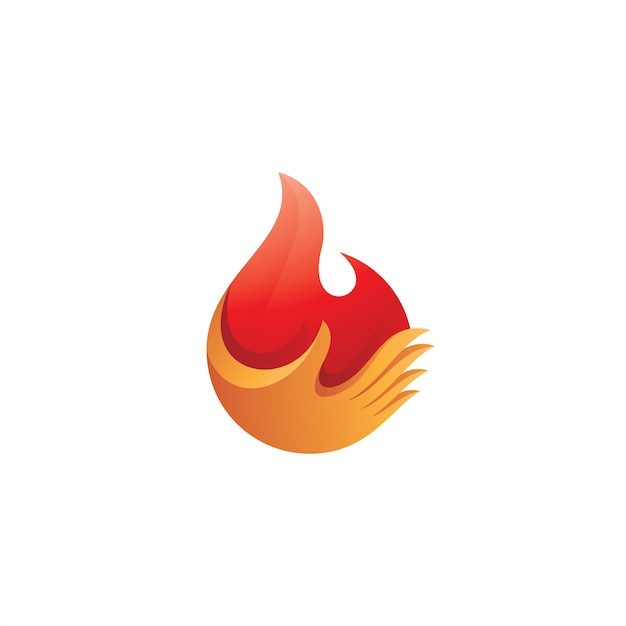 Fire Flame and Hand Finger Logo