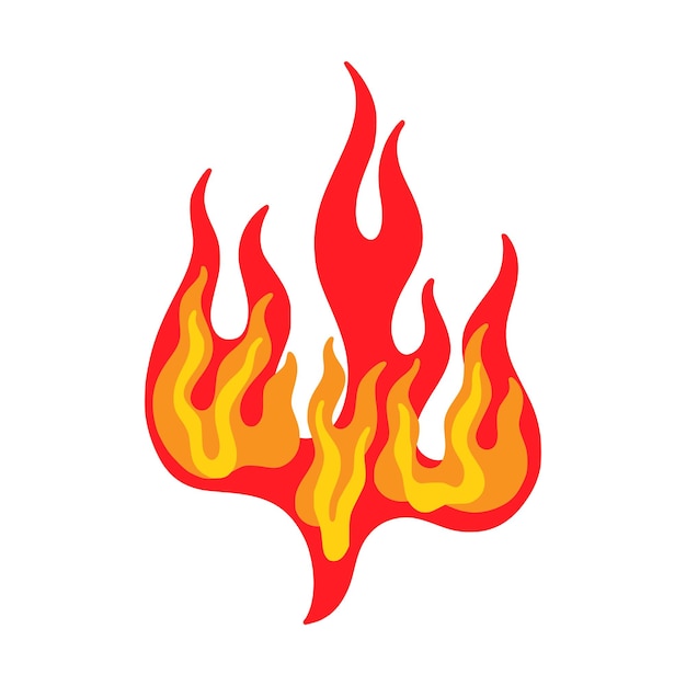 Fire flame Hot cartoon burn speed race effect flat sticker of fast symbol orange blaze tattoo