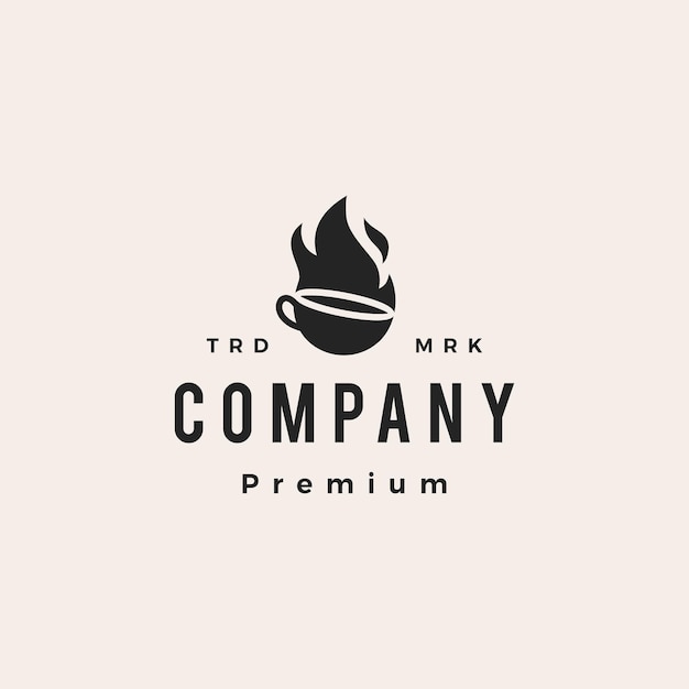 Fire flame hot coffee hipster vintage logo vector icon illustration