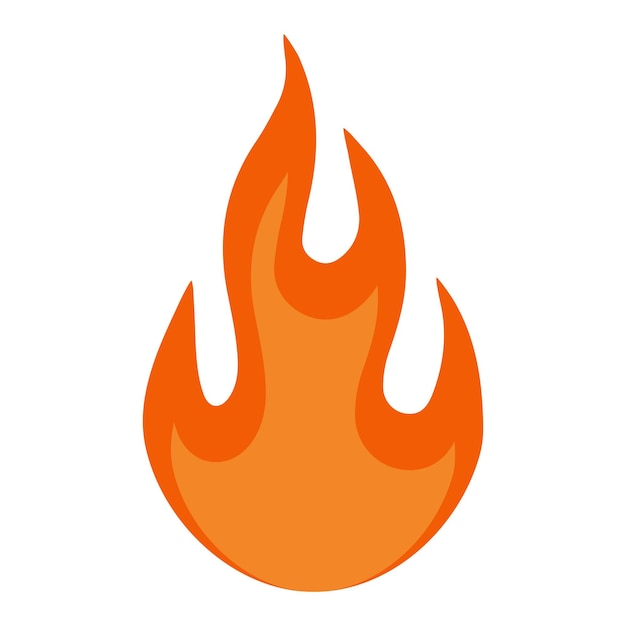 Vettore icona della fiamma del fuoco, fuoco che emette calore caldo, fiamma del falò