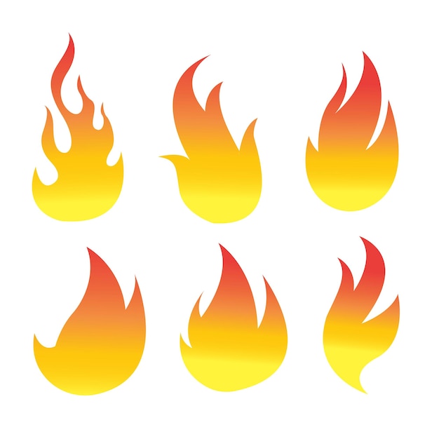 Vector fire flame icon set vector design