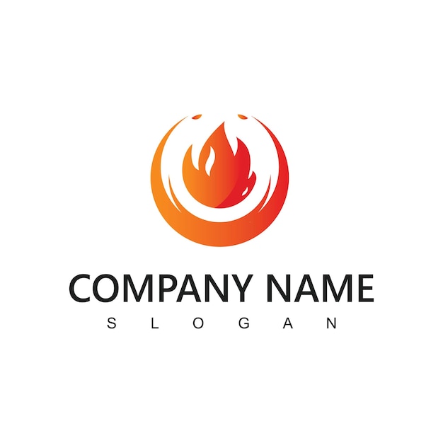 Fire Flame Logo Design Template Creative Circle Burn Fire Logo Concept Icon