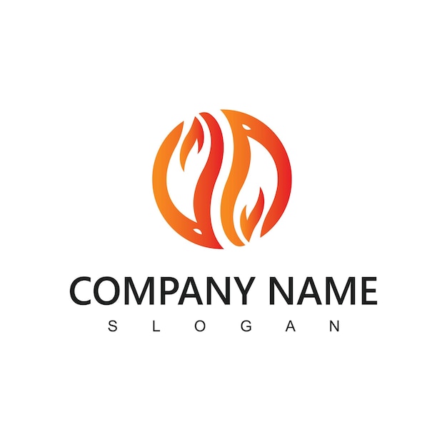 Vector fire flame logo design template creative circle burn fire logo concept icon