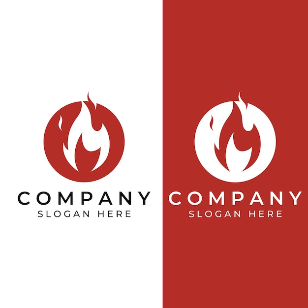 火または炎のロゴ火の玉のロゴと残り火ベクトルイラストテンプレートデザインコンセプトを使用して