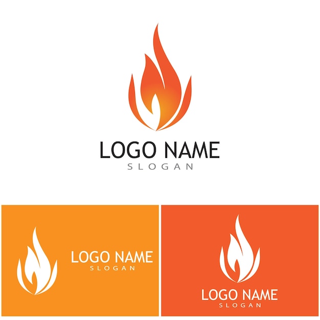 Progettazione del concetto di vettore del logo della fiamma del fuoco