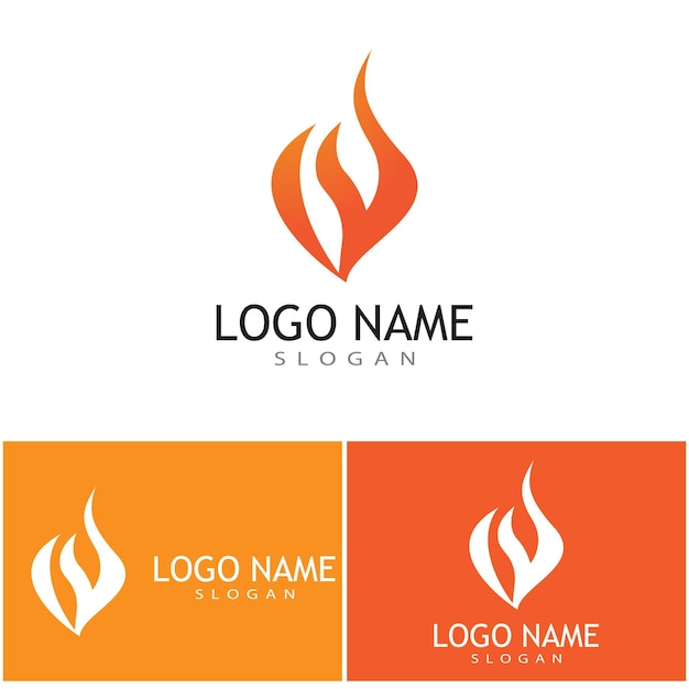 Progettazione del concetto di vettore del logo della fiamma del fuoco