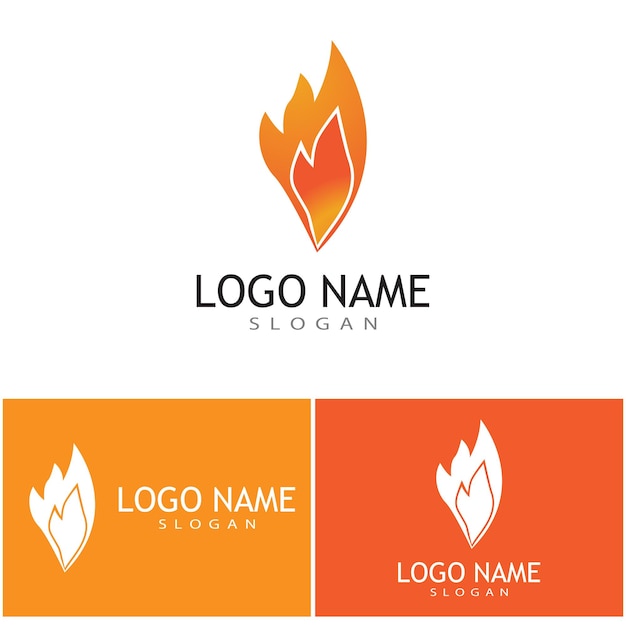 Progettazione del concetto di vettore del logo della fiamma del fuoco