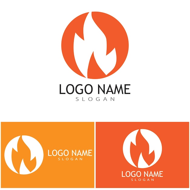 Progettazione del concetto di vettore del logo della fiamma del fuoco