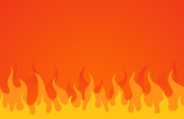 Vector fire flame on orange background