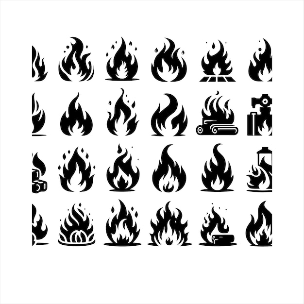 Vector fire flame silhouette vector flat design flame silhouette set fire flames vector icons