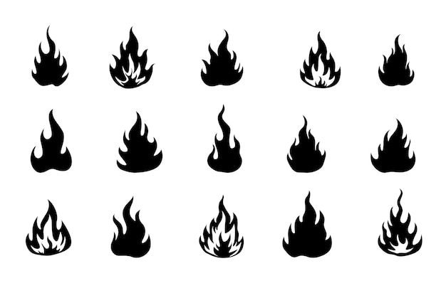 炎のシルエット (Fire Flame Silhouette) は火のシルエット (Siluette) である火のシルエットは火のセルエットを描くためのベクトルです火のスリップ (Clip) は手で描くベクトルである