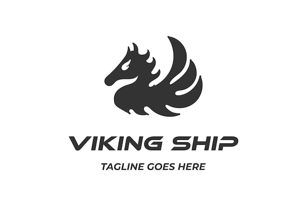 Fire flame tribal horse hengst dragon wings voor viking ship logo design vector