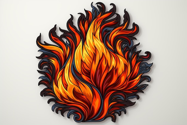 Fire Flame Vector illustration Burning heart on a white background Design for greeting card