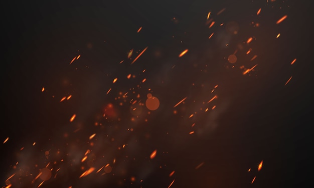 Вектор Огонь пламя горящие красные горячие искры реалистичный абстрактный фон