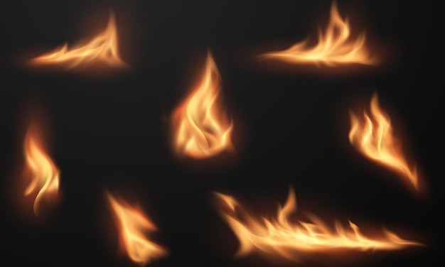 Vector fire flames burning red hot sparks realistic abstract background