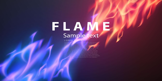 Vector fire flames burning red hot sparks realistic abstract banner