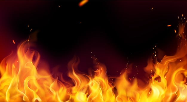 Vector fire flames and effects realistic background