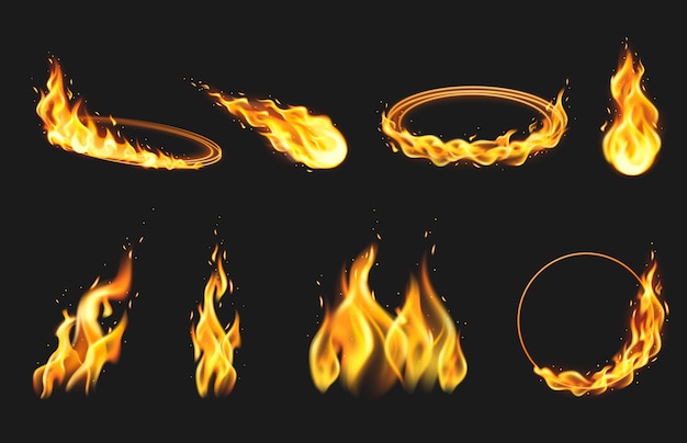 Fire flames and effects realistic set