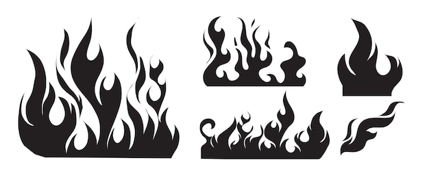 Vector fire flames set vector icons