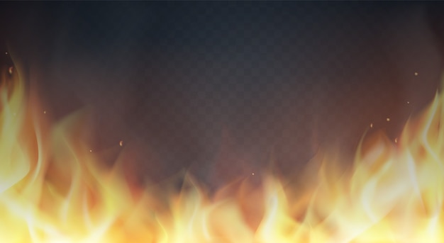 Fire flames on transparent background