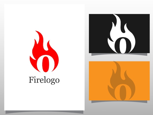 Fiamme di fuoco con il numero 0 logo design illustrazione vettoriale