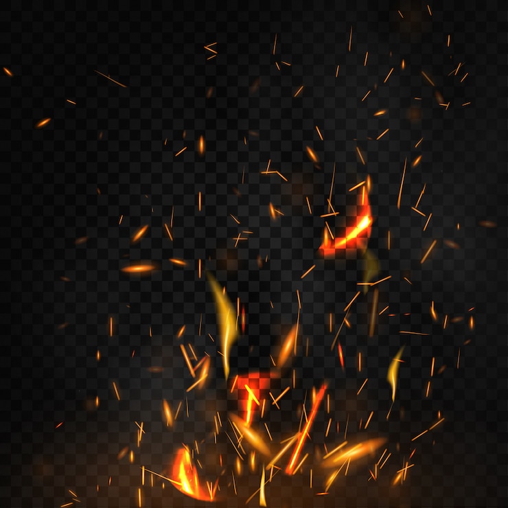 Vector fire flying sparks