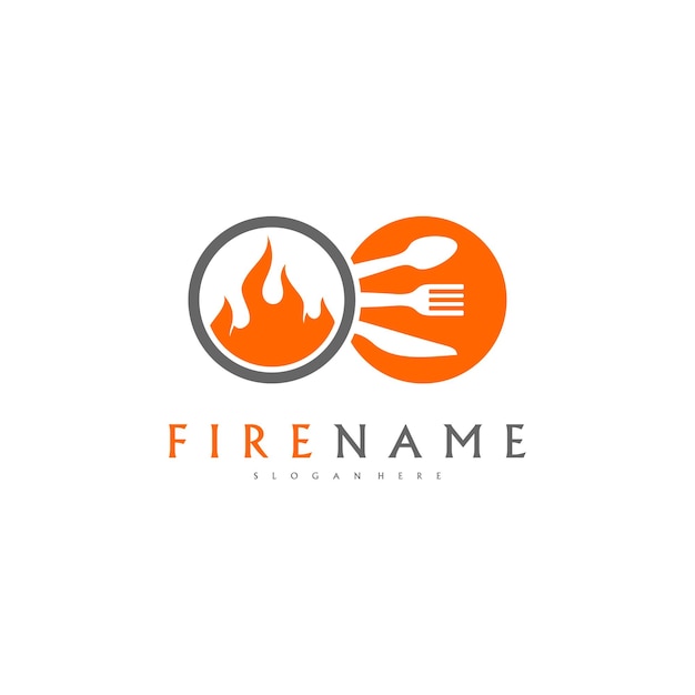 Fire Food logo template Hot Food Logo designs concept vector