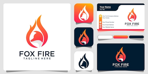 Fire fox logo-combinatie van het hoofd en de staart van een vos en een logo-ontwerpvector voor brandsjabloon