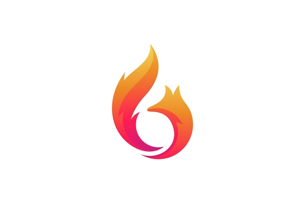 Fire and fox simple logo design template