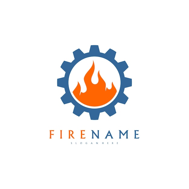 Fire Gear Logo designs vector Fire Industry logo template