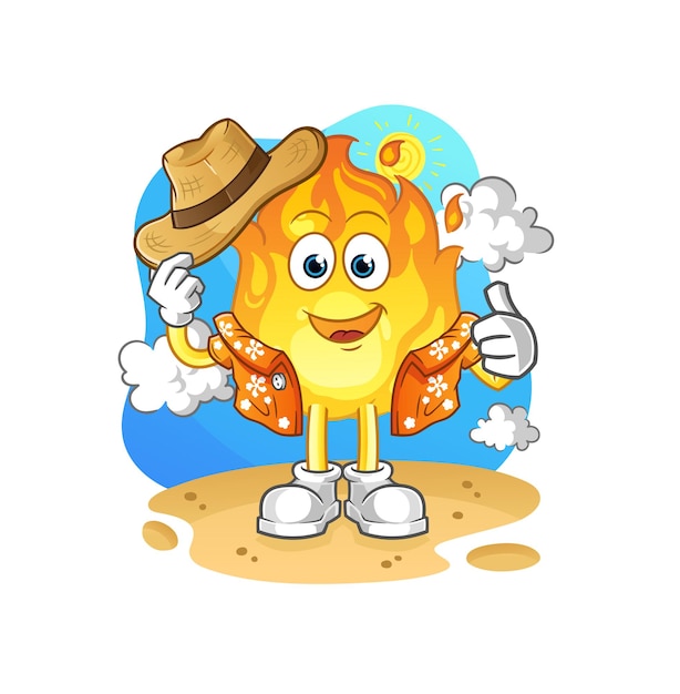 Fire go on vacation. cartoon mascot vector