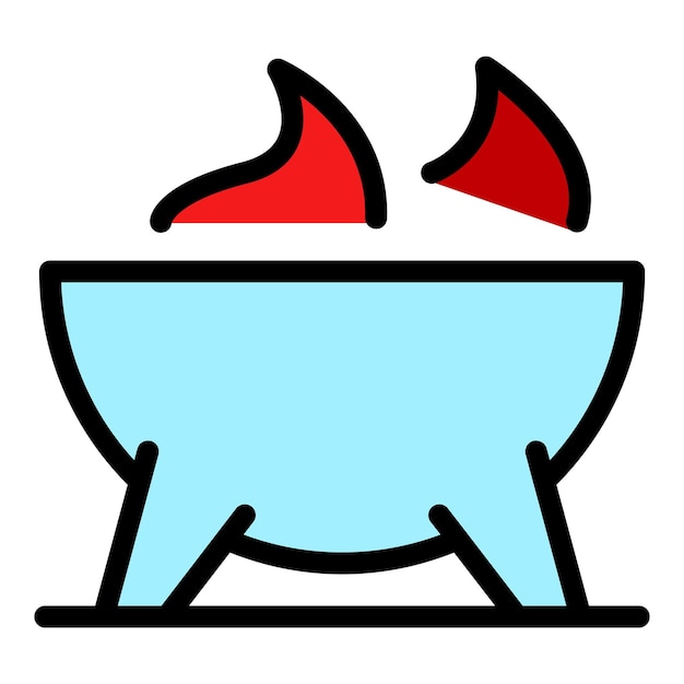 Vettore vettore del contorno dell'icona della griglia di fuoco carne bbq colore piatto del cuoco di cibo