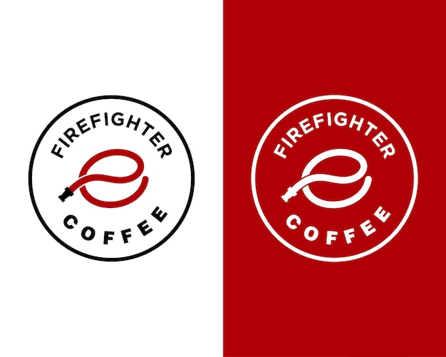 Пожарный шланг и кофейные зерна с логотипом в винтажном стиле