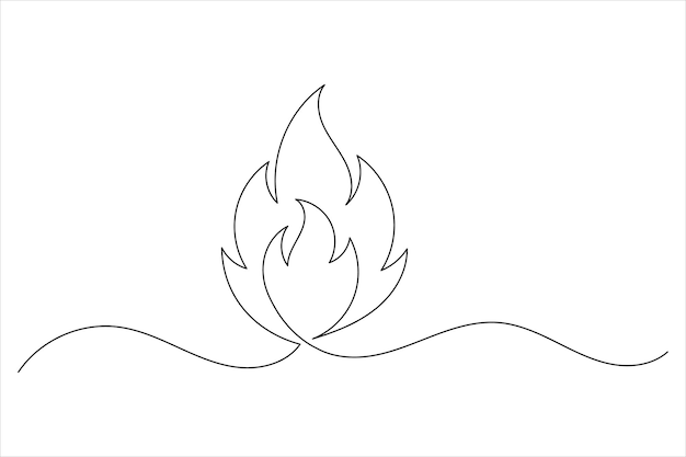 火のアイコン 連続 1 ライン 描画 ミニマリスト スタイル 単純な概要 ベクトルイラスト