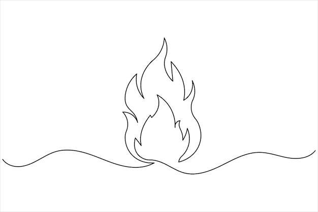불 아이콘 연속 한 줄 그림 미니멀리즘 스타일 고립 간단한 트 터 일러스트레이션