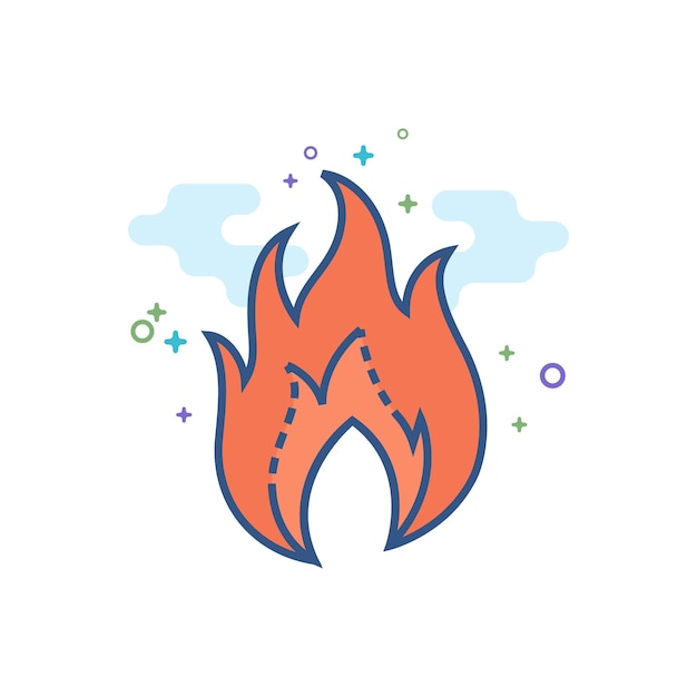 Vector fire icon flat color style vector illustration