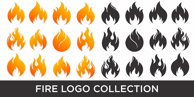 Illustrazione del design del logo del set di icone del fuoco