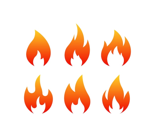 Fire icons Flat yellow fire icon set Vector icons