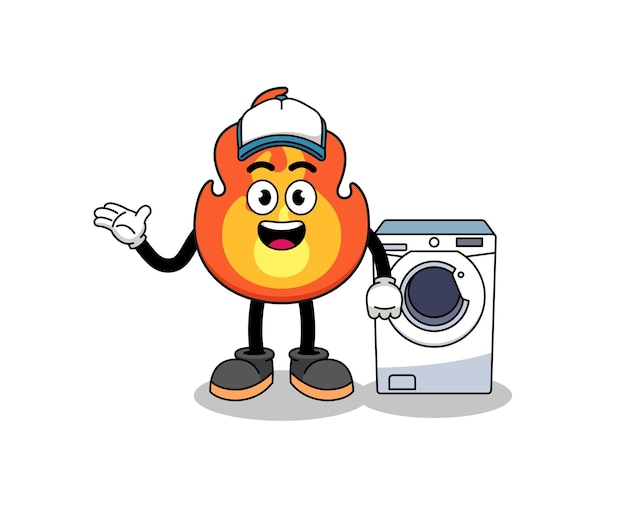 Vector fire illustration as a laundry man