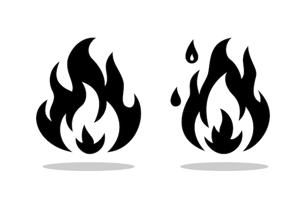 화재 이미지 불꽃 아이콘  바탕에 분리 된 검은 아이콘