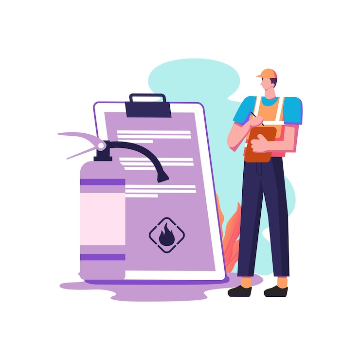 Vector fire inspection flat style illustration design