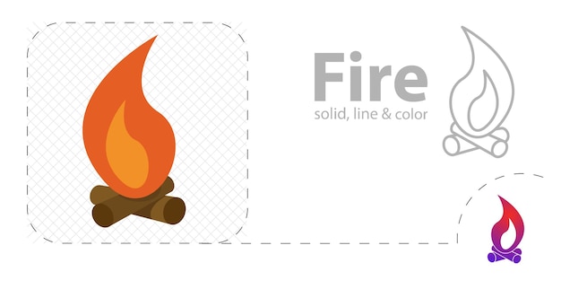 Fire isolated flat illustration bonfire line icon